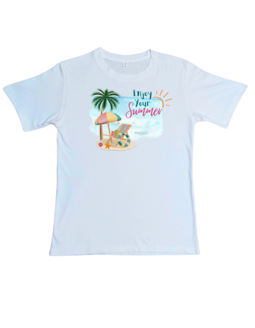 Regular Fit White Tshirt for men & women for Evergreen- design (EMJOY