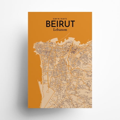 Beirut City Map Poster