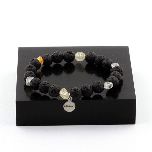 Topaz from Brazil + Lava Bracelet 8 mm Beads.