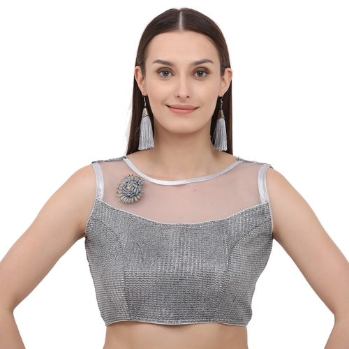 Solid Crop Top For Women And Girls  Silver