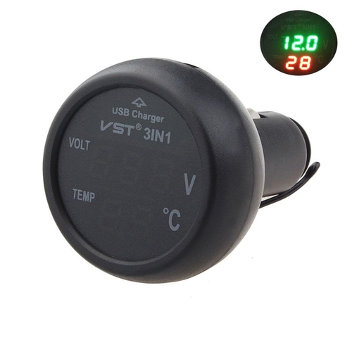 3 In 1 Auto Car USB Charger LED Digital