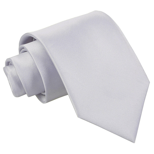 Plain Satin Classic Tie - Silver