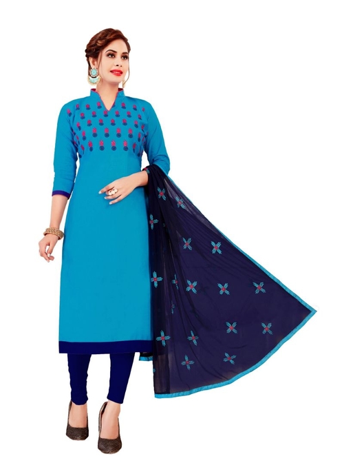 Generic Women's Glaze Cotton Salwar Material (Sky