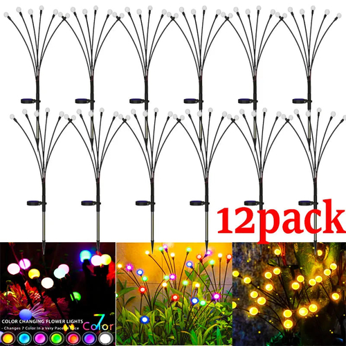 12Pack Outdoor LED Solar Lights Waterproof Starburst Solar Firefly