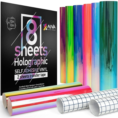 Holographic Self Adhesive Vinyl  8 Sheets 12 x 12  Permanent Adhesive