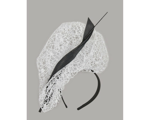 Bespoke white & black lace fascinator