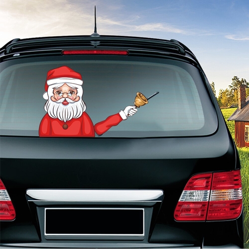 Christmas Santa Claus Waving Wiper Decals PVC