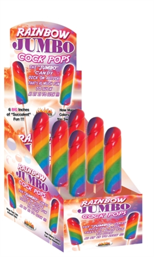 Jumbo Rainbow Cock Pops 6 Piece Display