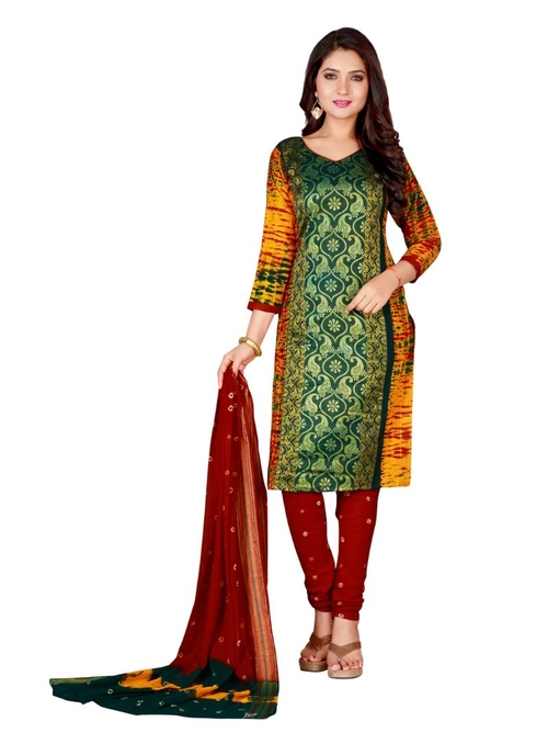 Generic Women's Cotton Salwar Material (Green,