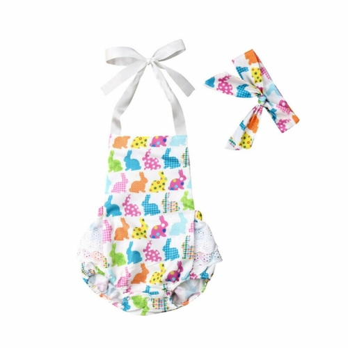 Summer Easter Newborn Baby Girls Romper Sunsuit