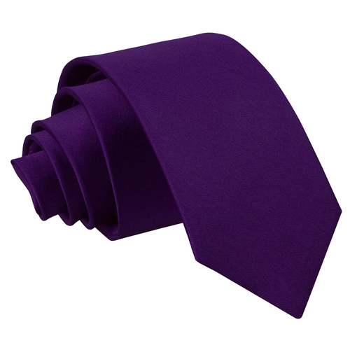 Plain Satin Classic Tie - Boys - Purple