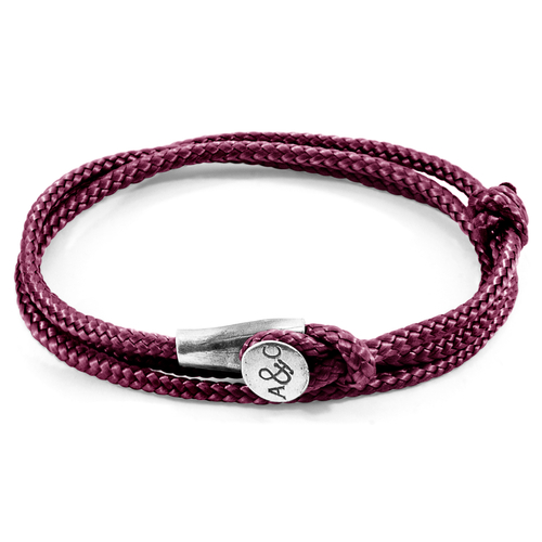 Aubergine Purple Dundee Silver and Rope Bracelet