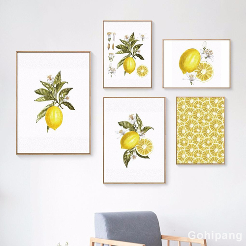 Nordic Art Fruit Lemon Canvas Painting Abstract