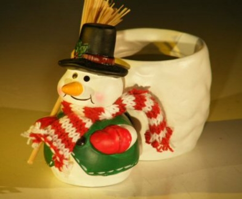 Ceramic Snowman Pot2" x 3"