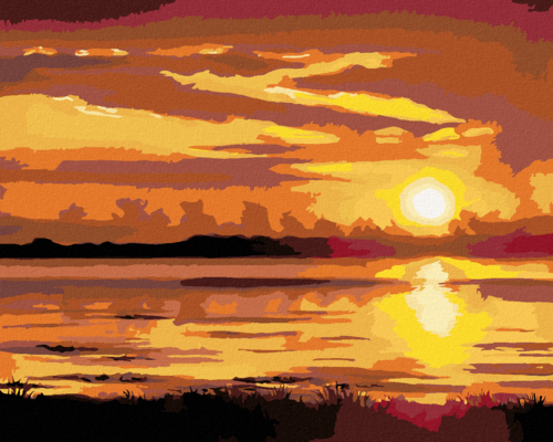 Zuty - Paint by Numbers - SUNSET OVER THE RIVER (D. RUSTY RUST), 40x50