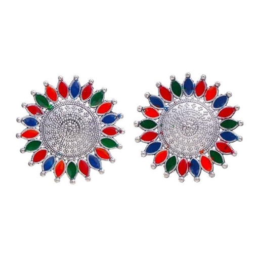 CE Alloy Oxidised Jewellery traditional Brass Silver Earrings for