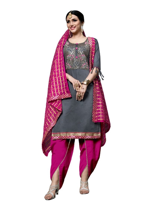 Generic Women's Cotton Salwar Material (Grey,