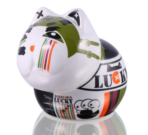 Porcelain Moneybank Commando Cat