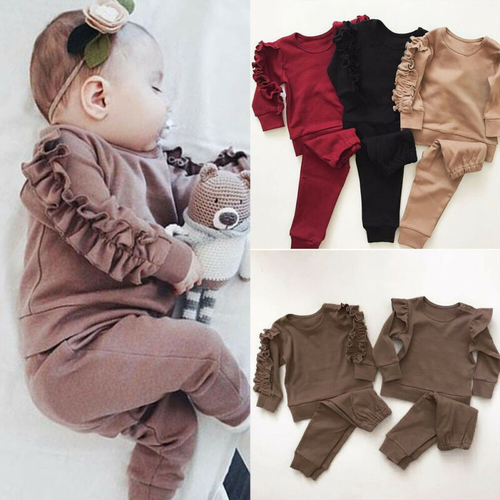 Newborn Baby Boys Girls Clothes Sets Ruffles Decor