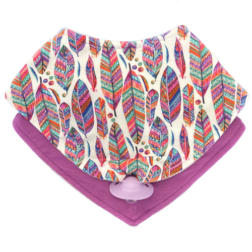 Light as a Feather Purple - Doodalou Bamboo Bandana Baby Bib Combo