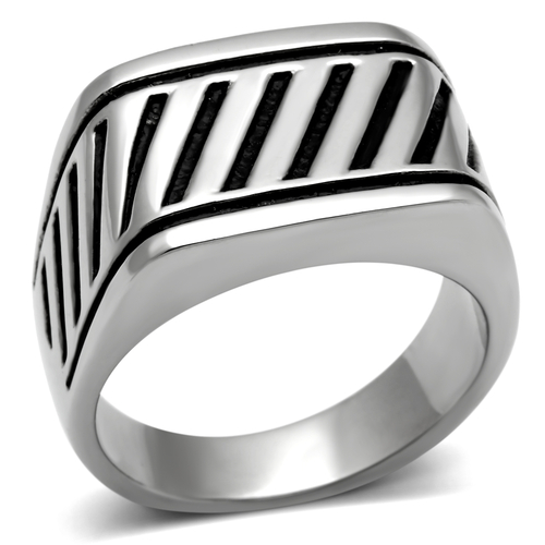 Men High Polished Stainless Steel Ring with No Stone in No Stone - Siz