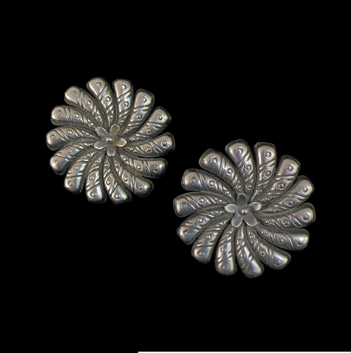 Silver Flower Studs Earrings