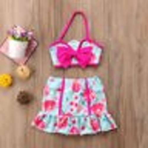 3PCS Girls Swimwear Set Baby Flower Cove up