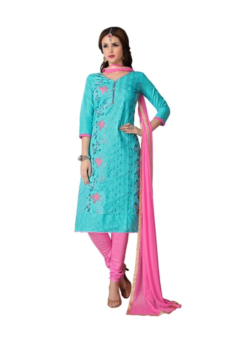 Generic Women's Glaze Cotton Salwar Material (Sky