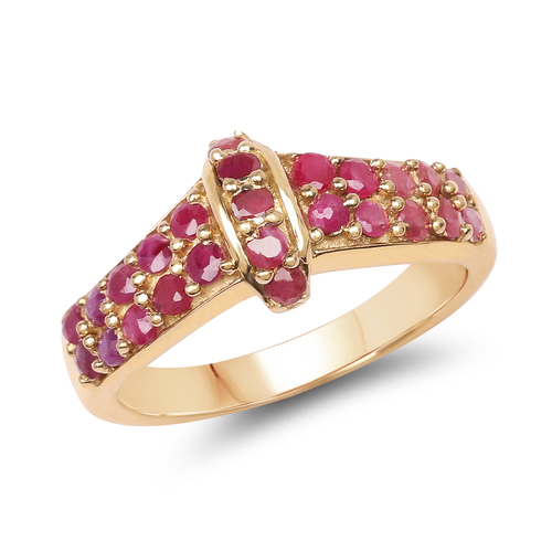 14K Yellow Gold Plated 0.95 Carat Genuine Ruby .925 Sterling Silver