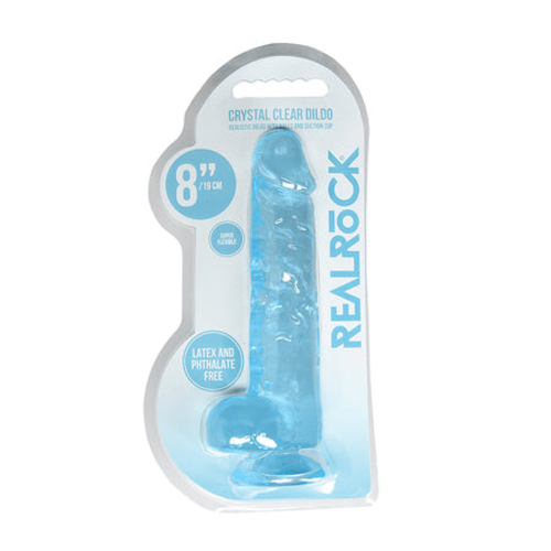 RealRock Crystal Clear Realistic 8 in. Dildo With Balls and Suction