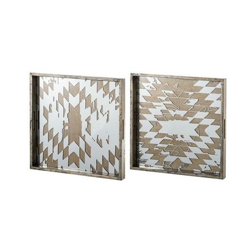Abstract Mirrored Set Of 2 Trays