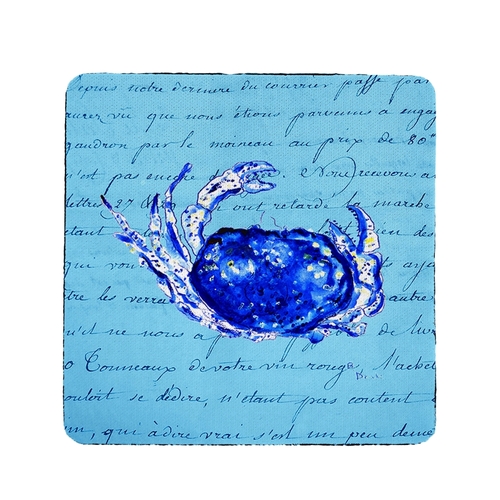 Betsy Drake CT351 Blue Script Crab Coaster - Set of 4
