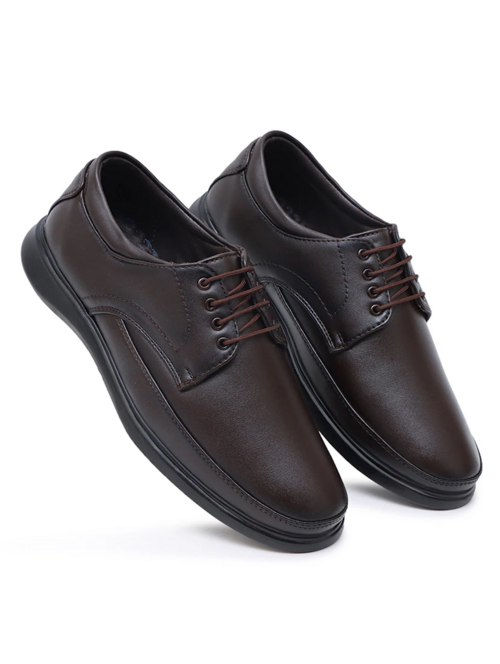 Men Solid Coffee Brown Lace-Up Derby(Size7)(Colorbrown)