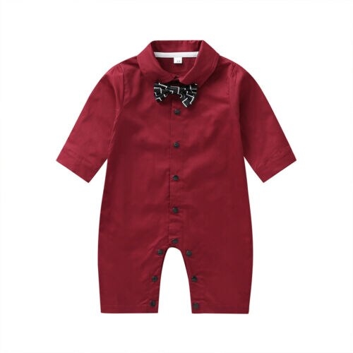 0 24M Infant Baby Boy Cotton Gentleman Romper