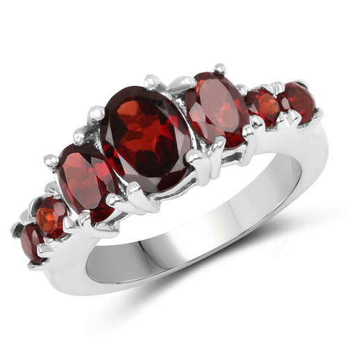 3.14 Carat Genuine Garnet .925 Sterling Silver Ring