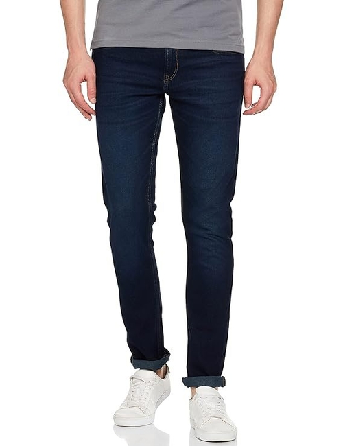 Men Classic Straigh fit Casual Jeans (Size-L) (Color-NAVY BLUE)