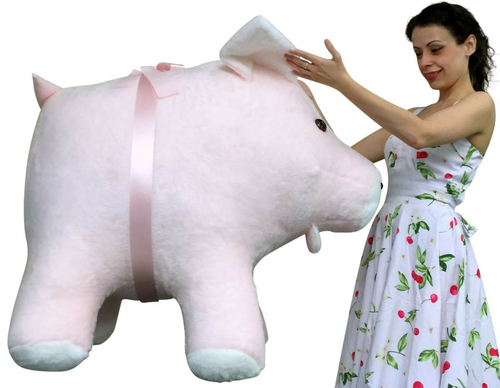American Made Giant Stuffed Pig 40 Inches Pink Color Soft Made in the