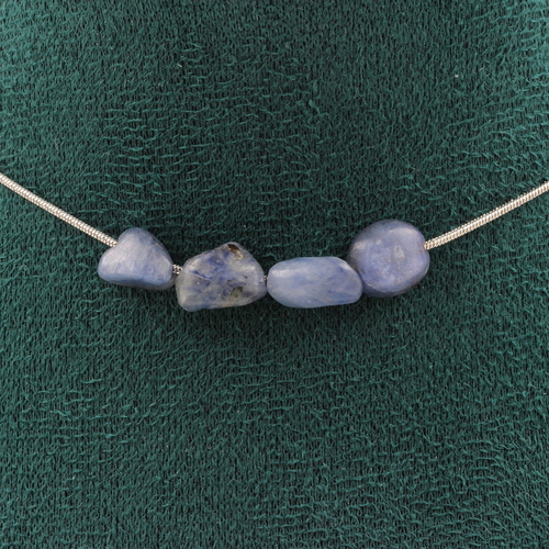 Blue kyanite from Brazil 4 beads necklace.