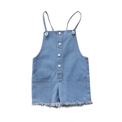 Suspender Denim Romper For Newborn Infant