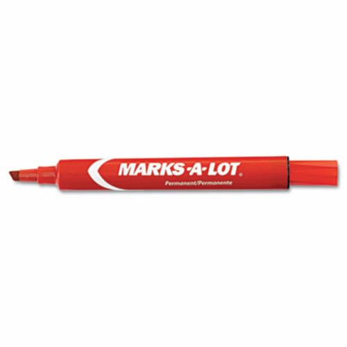 Marks-A-Lot 08887 Permanent Marker  Large Chisel Tip  Red  Dozen