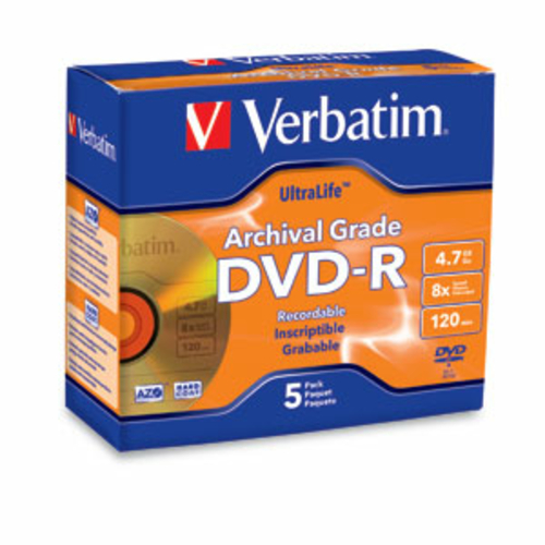 VERBATIM 96320 Disk  DVD-R  4.7GB  8X  Ultralife ArchivalGrade  Gold S