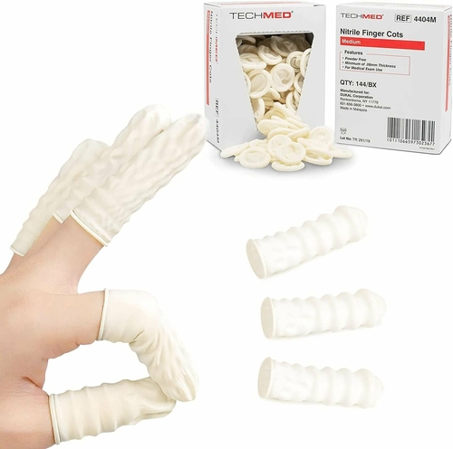 Dukal Nitrile Finger Cots. Box of 144 Disposable Pre-rolled Ribbed