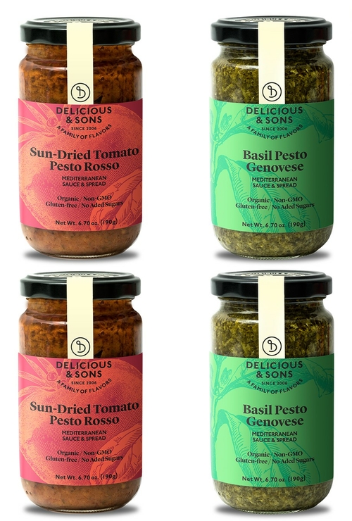 Delicious & Sons Organic Pesto Genovese and Organic Pesto Rosso 4 Pack