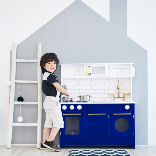 Teamson Kids Blue Interactive Wooden Play Kitchen