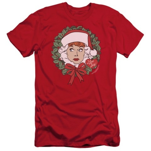 Trevco Lucy-Wreath Short Sleeve Adult 30-1 Tee- Red - Large