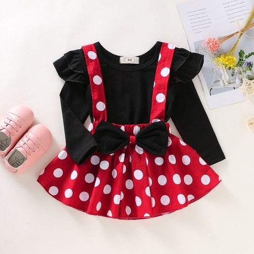 Toddler Baby Girls Ruffles T Shirt Tops+Dot Print