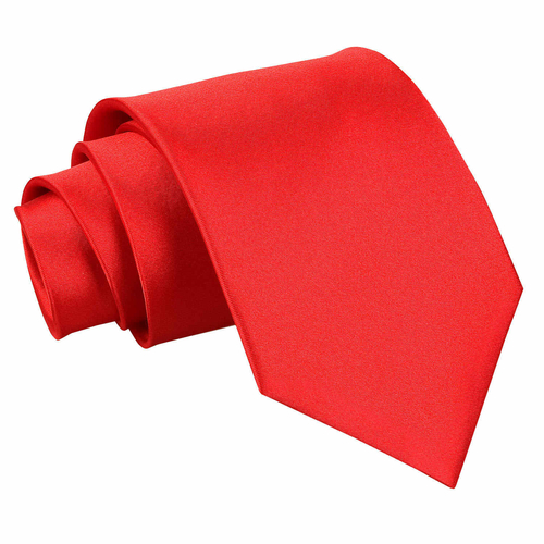 Plain Satin Classic Tie - Red