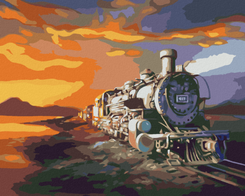 Zuty - Paint by Numbers - TRAIN AT DUSK (D. RUSTY RUST), 40x50 cm