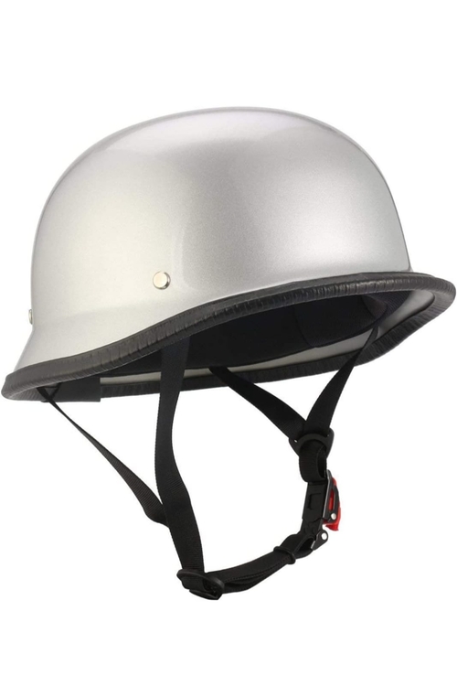 ELECOVER German Retro Style Half Helmet Motorsports Helmet Silver