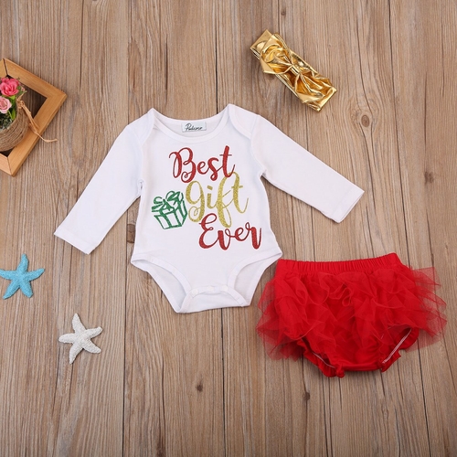 Baby Girl 3 PCS Chirstmas Clothing Set Newborn